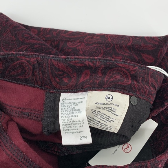 AG Adriano Goldschmied Farrah Skinny velvet corduroy pants jeans paisley new 27 - Picture 6 of 6